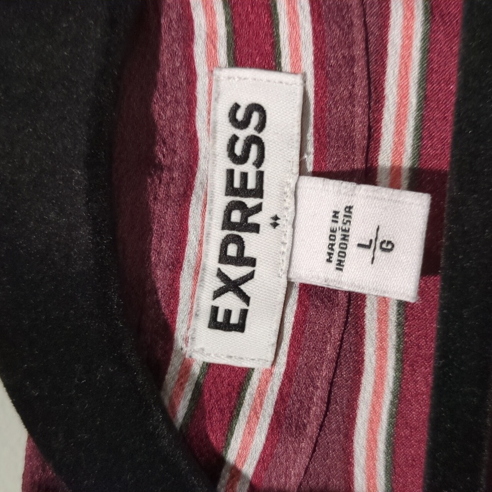 Express Portofino Burgundy and White Striped Shirt L - Picture 2 of 2
